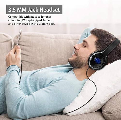 Miniatura 6 de Auriculares de computadora de 0.138 in con micrófono, auriculares de oficina de ajuste cómodo con control de volumen en línea, auriculares sobre la