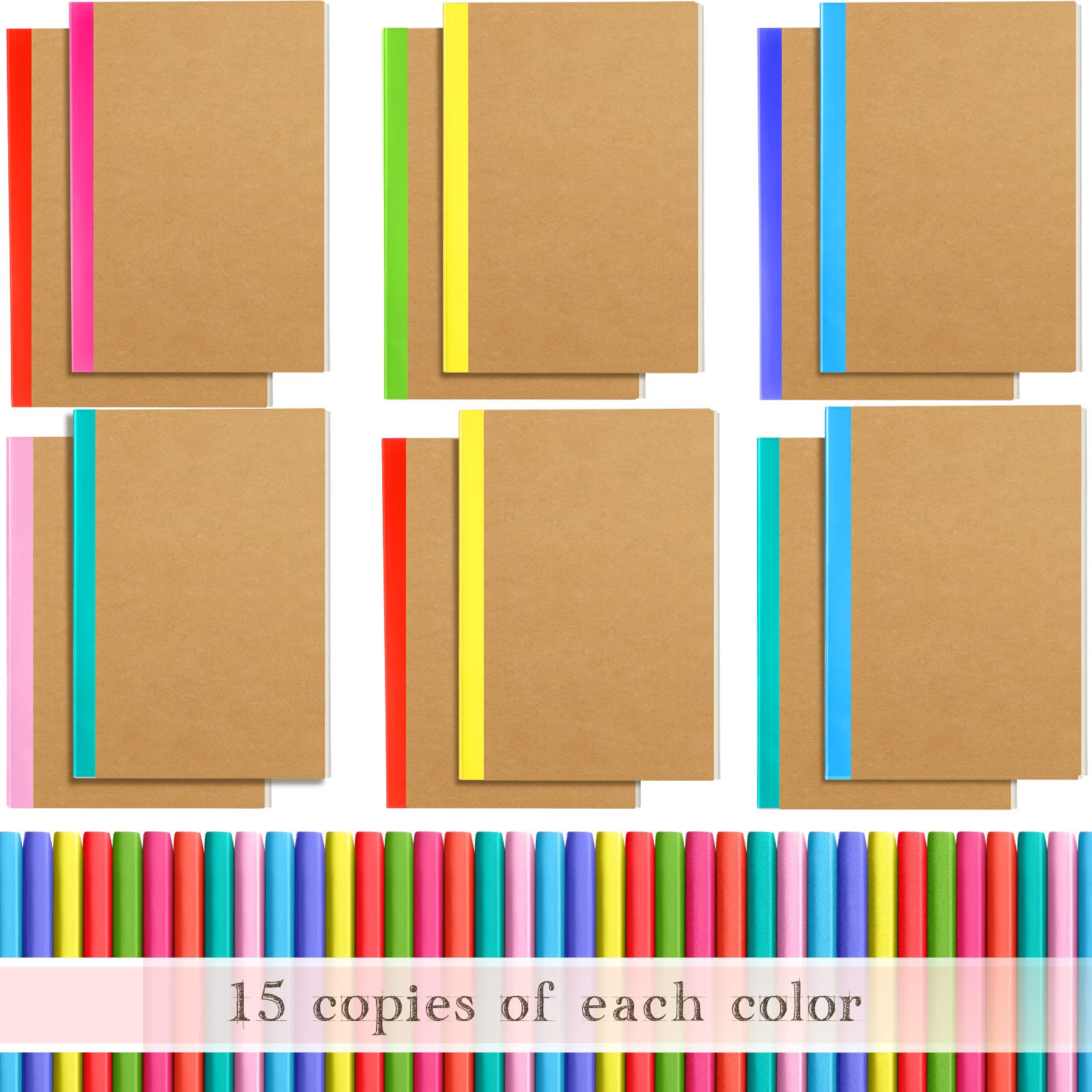 150 Stück A5 Kraft-Notizbücher, 60 Seiten, weicher Einband, Kompositionsnotizbücher, liniert, Reisetagebücher für Reisende, Studenten, Klassenzimmer, Zuhause, Büro, Schulbedarf, 15 x 21 cm (bunt)
