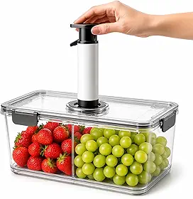 Pote Hermético a Vácuo 2,5L com Bomba Manual + Guia Prático Bônus | Conserva Alimentos por Mais Tempo | Evita Desperdício