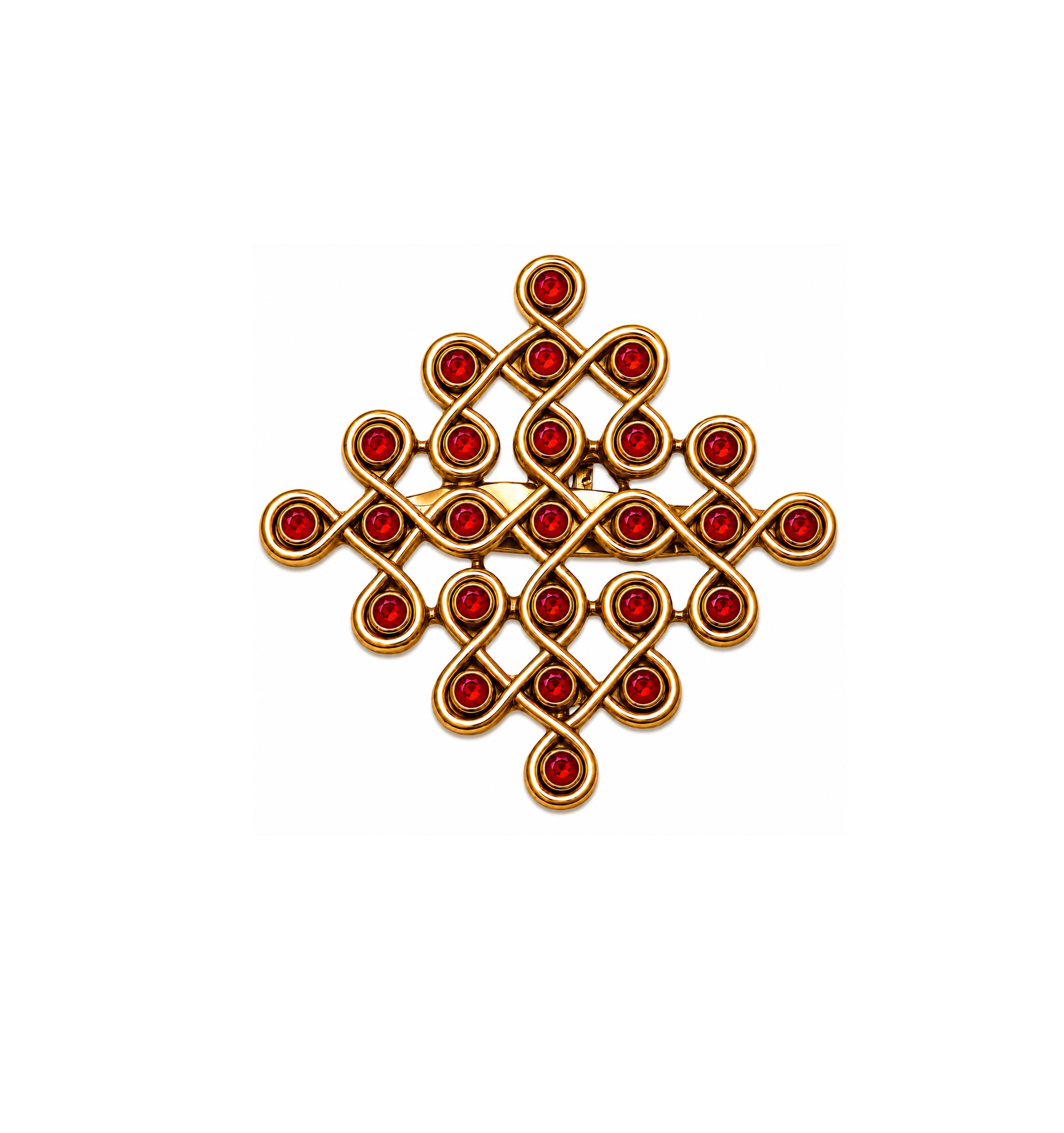 Handmade Kolam Design Saree Brooch Pin for Women & Men | Gold Finish Crystal Stone Brooch | Traditional Saree Pin | Unisex Ethnic Brooch for Saree, Shawl, Dupatta, Blazer, Kurta & Coat |Red Stone-picture-43