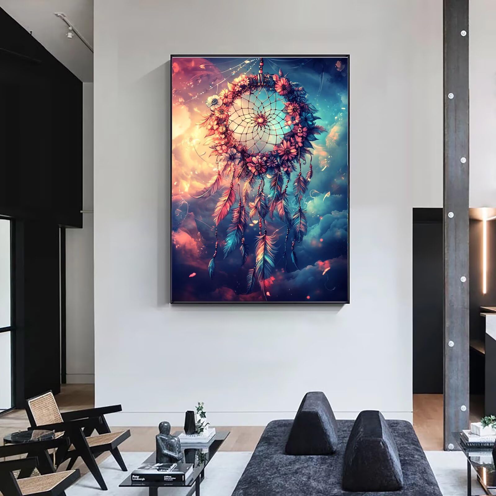 Dipingere con i Numeri Adulti sogno Cacciatore di sogni, Quadri da Dipingere Numerati Fai Da Te per Principianti, Olio Pittura di Numeri Kit, Hobby Creativi Adulti, Decorazioni Casa 90x120cm Q3S-848