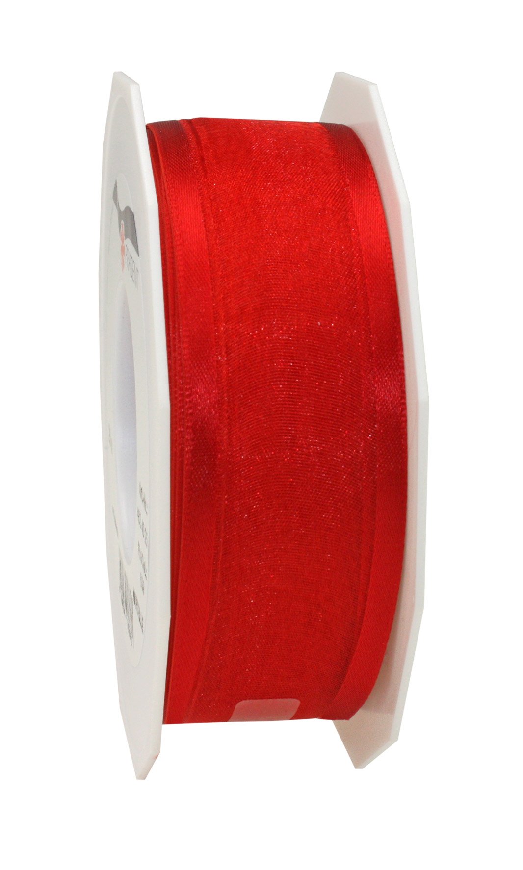 PRÄSENT - Marseille Wired Organza Ribbon Red 40 mm width, 25 m length
