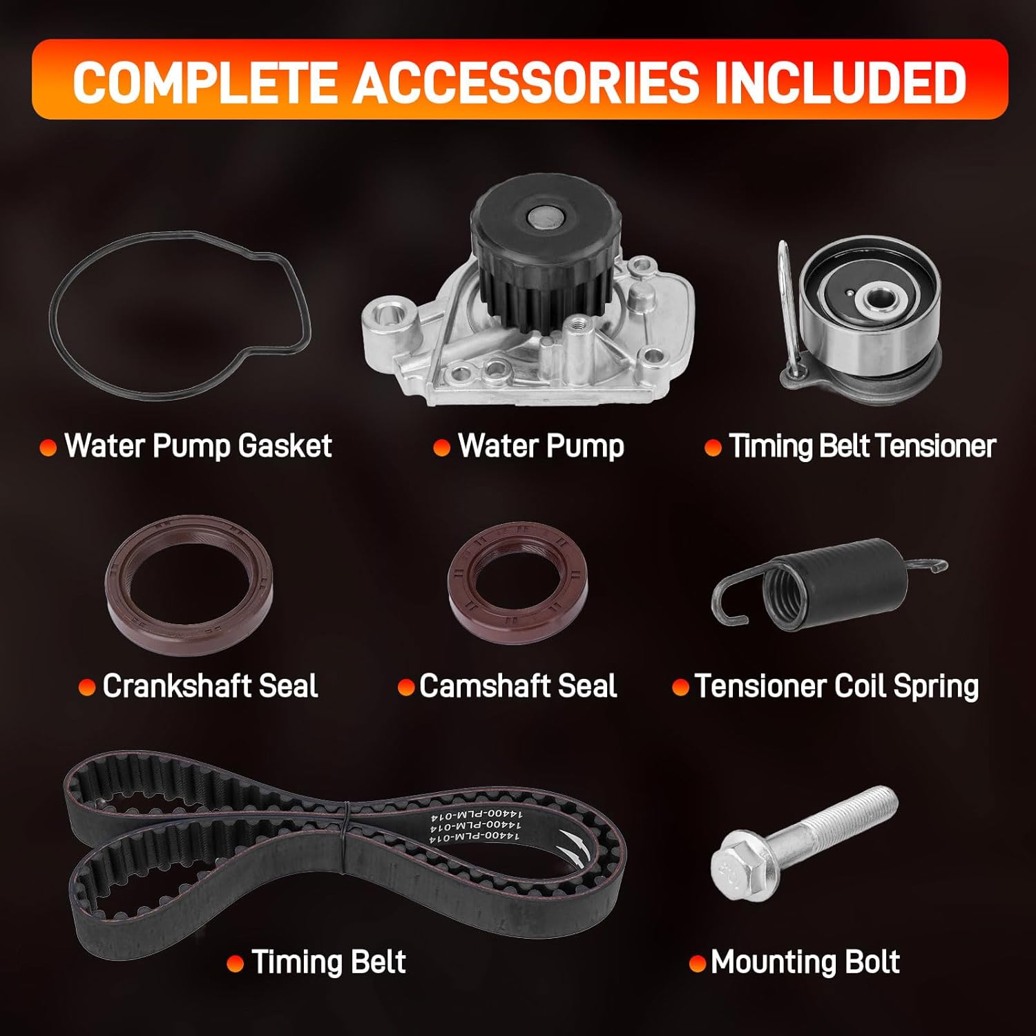 Timing Belt Kit w/Water Pump Tensioner & Seals Compatible with Honda Civic Acura EL 2001-2005 L4 1.7L Replace#TS26312 TBK220WP