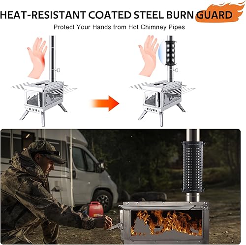 Miniatura 4 de CHANGE MOORE Protector de malla de chimenea de estufa ignífuga, protección antiquemaduras, protección de tienda de campaña, estufa al aire libre