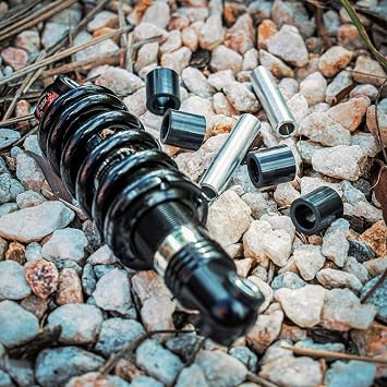 DNM Damping 2 System Mountain Bike Rear Shock Rebound/Preload Anodized Aluminum Alloy 6061 Coil Spring 750 lbs - 165mm