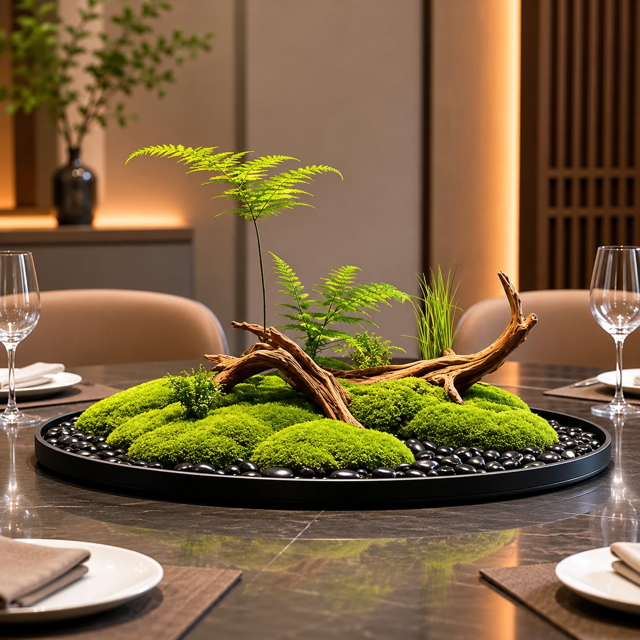 Centrotavola muschio naturale verde, artificiale con base composita 28mm, per ristorante e casa, stile New Chinese Aesthetic, Everlasting Moss 110cm Long Xiangyi