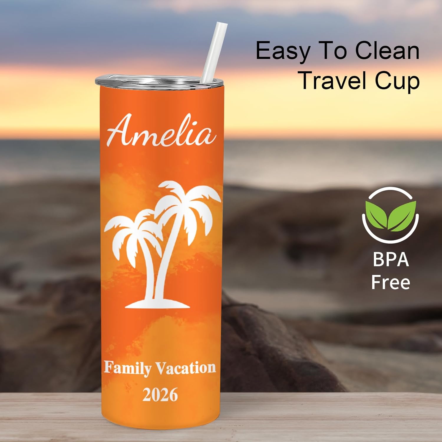 Custom Beach Tumbler, Personalized Girls Trip Tumbler with Name, Family Vacation Cups, Girls Trip Gifts Favors, 20 oz Stainless Steel Insulated Tumbler, Family Vacation Gifts, Bachelorette Party Gift - Image 2