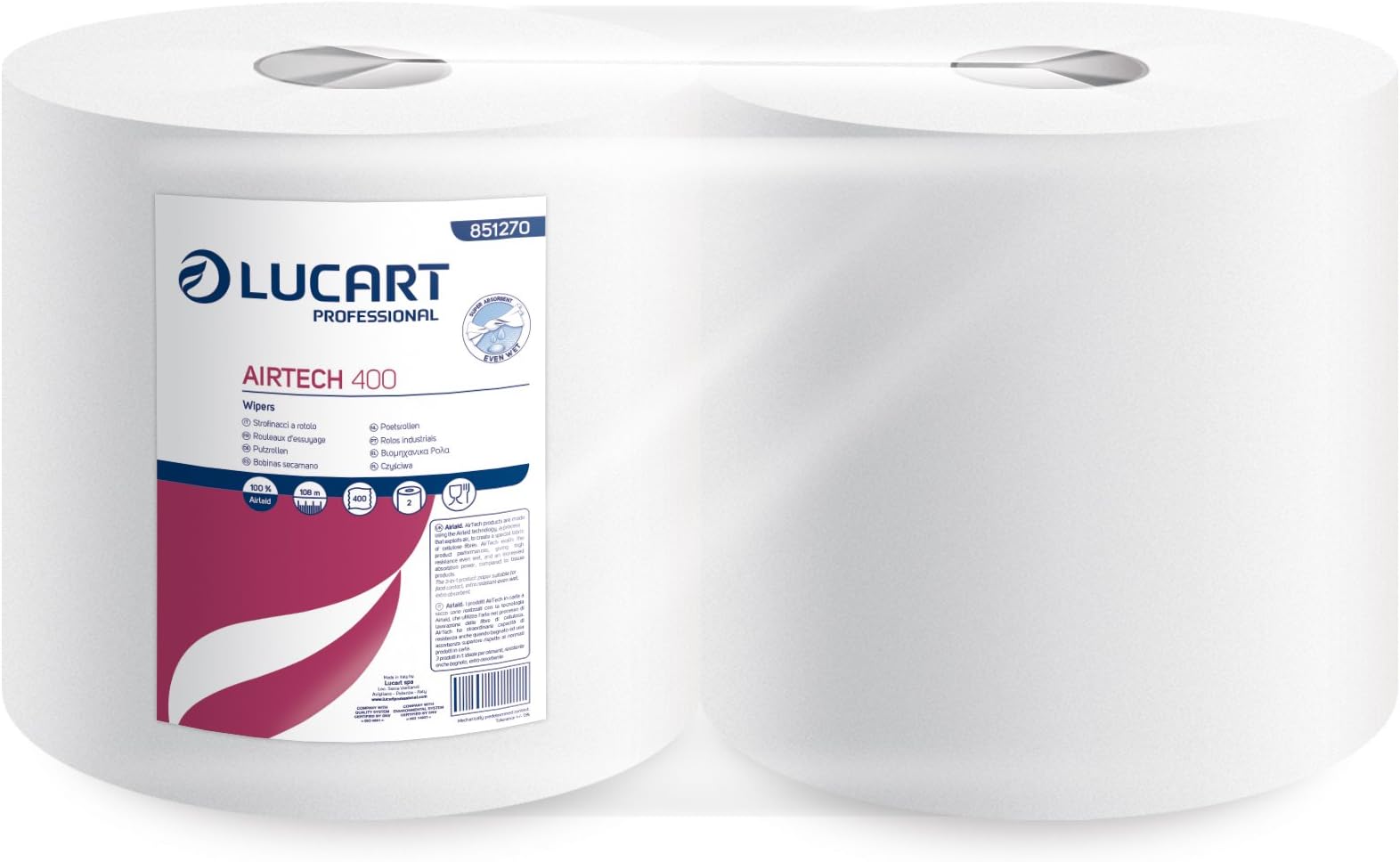 Lucart Professional 851270 Wiper, Airtech 400 (Pack of 2)