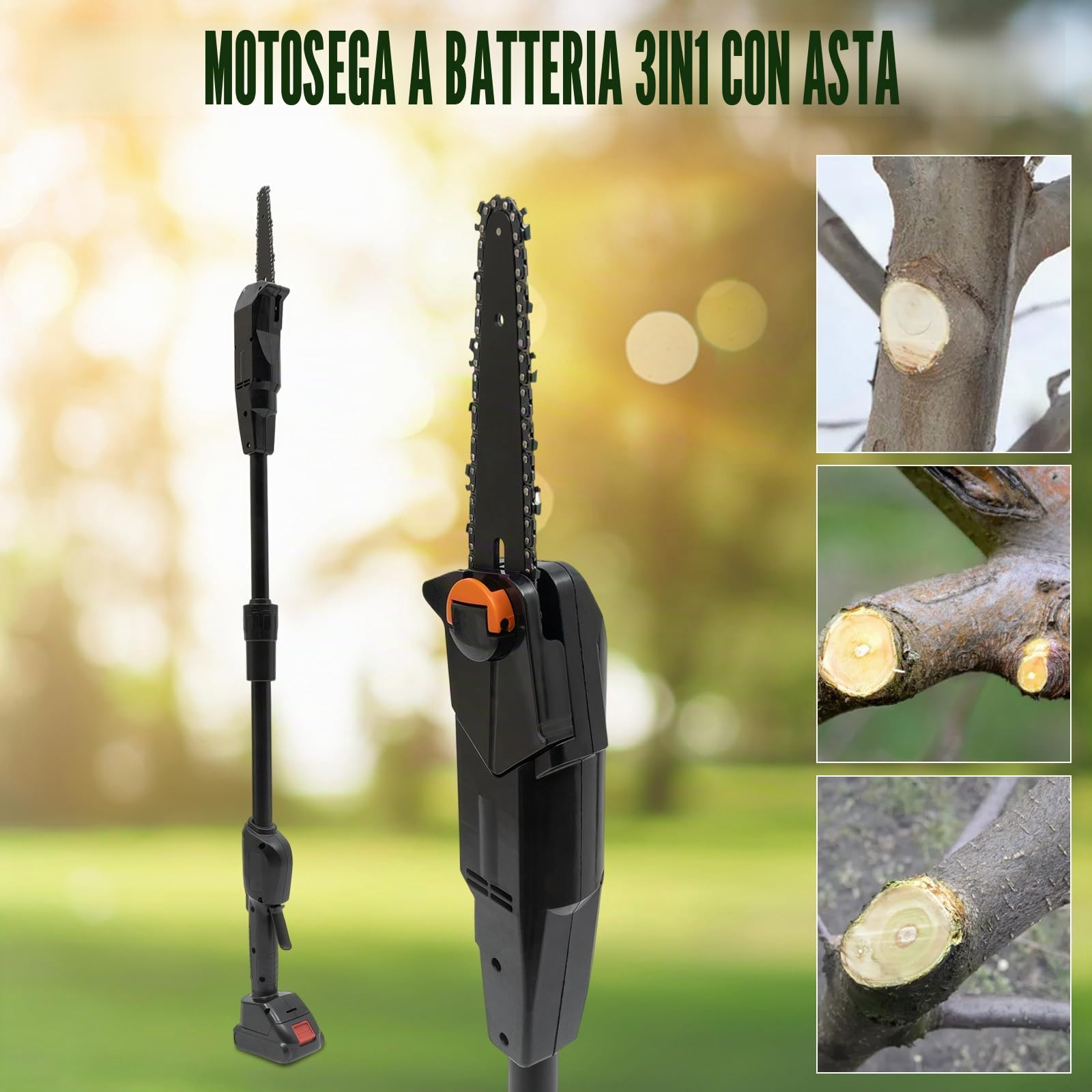 Potatrice elettrica su asta con batteria troncatrice a palo 4500 rpm, per giardino, fattoria, parco, foresta