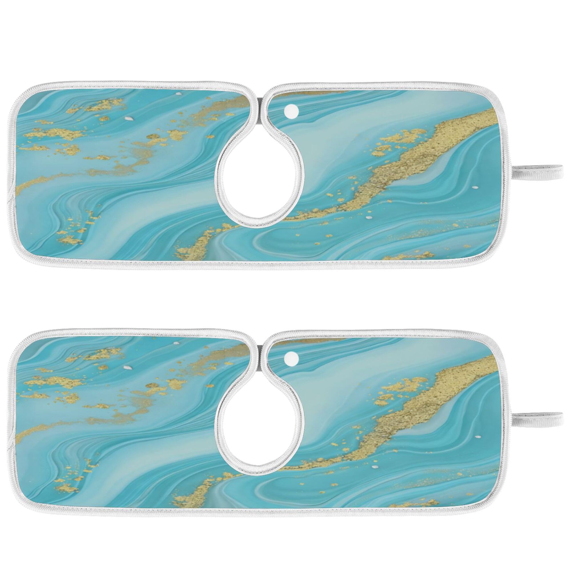 Teal Turquoise Green Wood Texture Faucet Water Catcher Mat 2 Pack Green Blue Wooden Printing Drying Mat Absorbent Bathroom Faucet Handle Drip Catcher Tray Bar RV Kitchen Sink Splash Guard 14x5 Inches