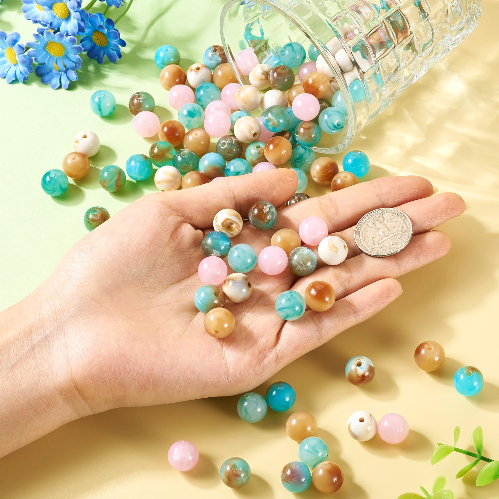 FASHEWELRY Lot De 45 Perles En Porcelaine Cruciformes, Perles Nacrées Faites Main Pour Créer Vos Bijoux (bracelets, Colliers, Porte-clés) - 9 Couleurs Assorties