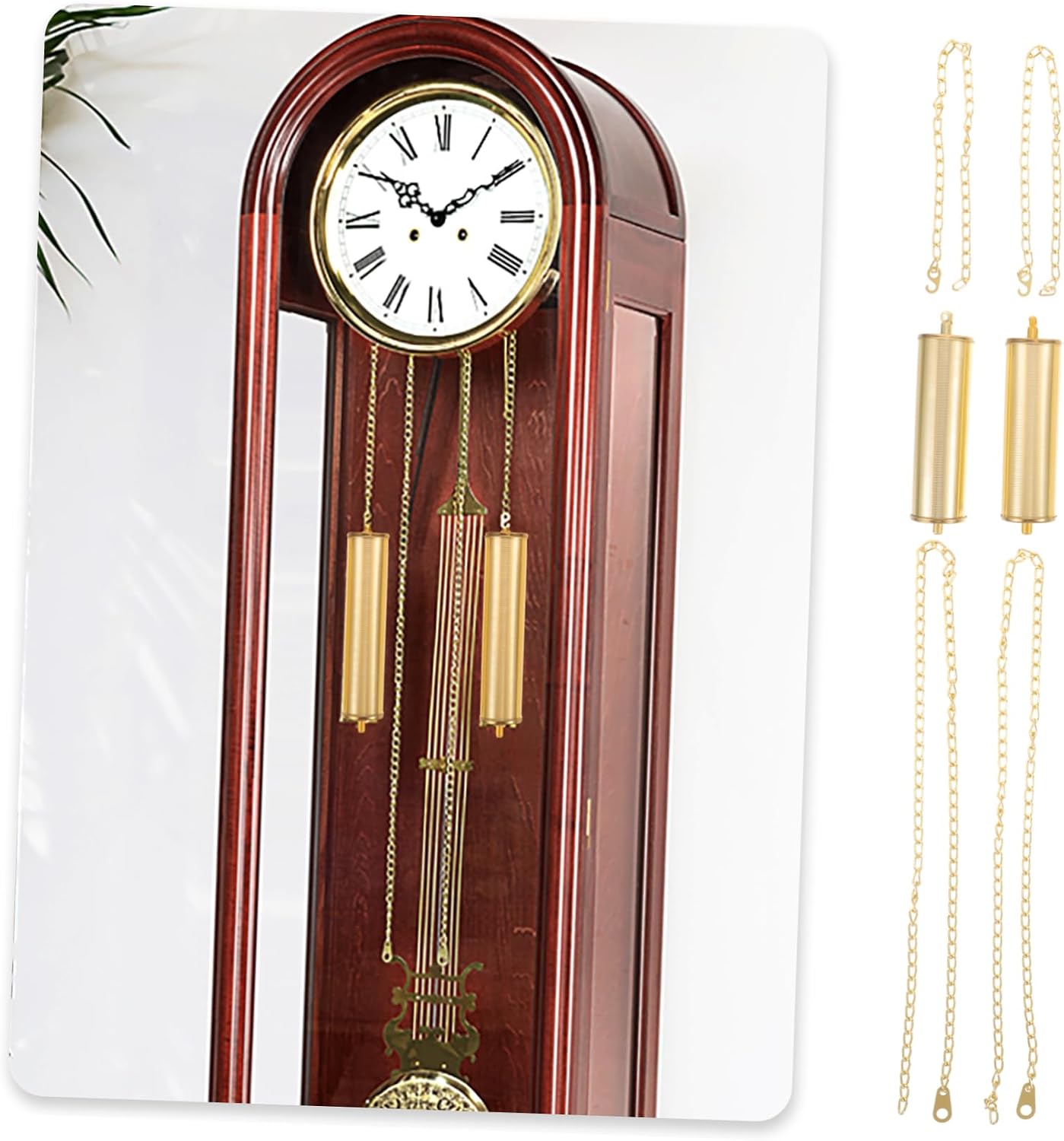 VALICLUD Iron Floor Clock Weight Replacement with Hollow Polished Decorative Hammer Chain Hooks for Wall Clock Mechanism Repair and Traditional Home Decor