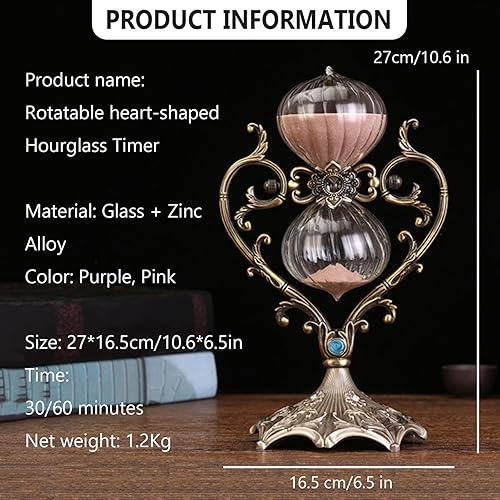 Miniatura 7 de Reloj de arena grande, reloj de arena de 6030 minutos, temporizador de arena giratorio de 360, reloj de arena de metal en relieve, utilizado para