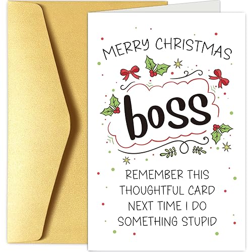 Funny Boss Christmas Card for Men Women, Merry Christmas Card