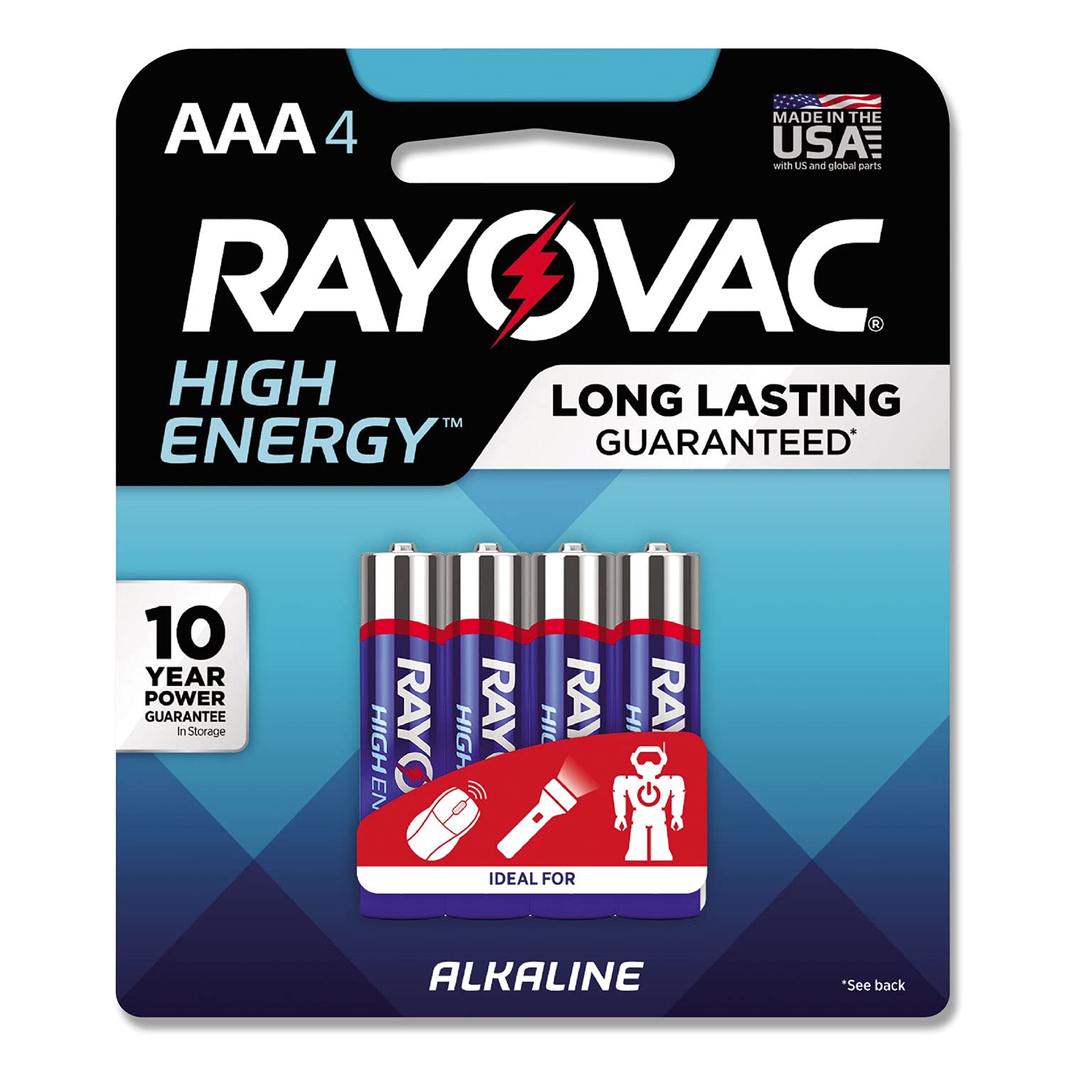 Rayovac High Energy Premium Alkaline Battery AAA 4 Pack RAY8244K