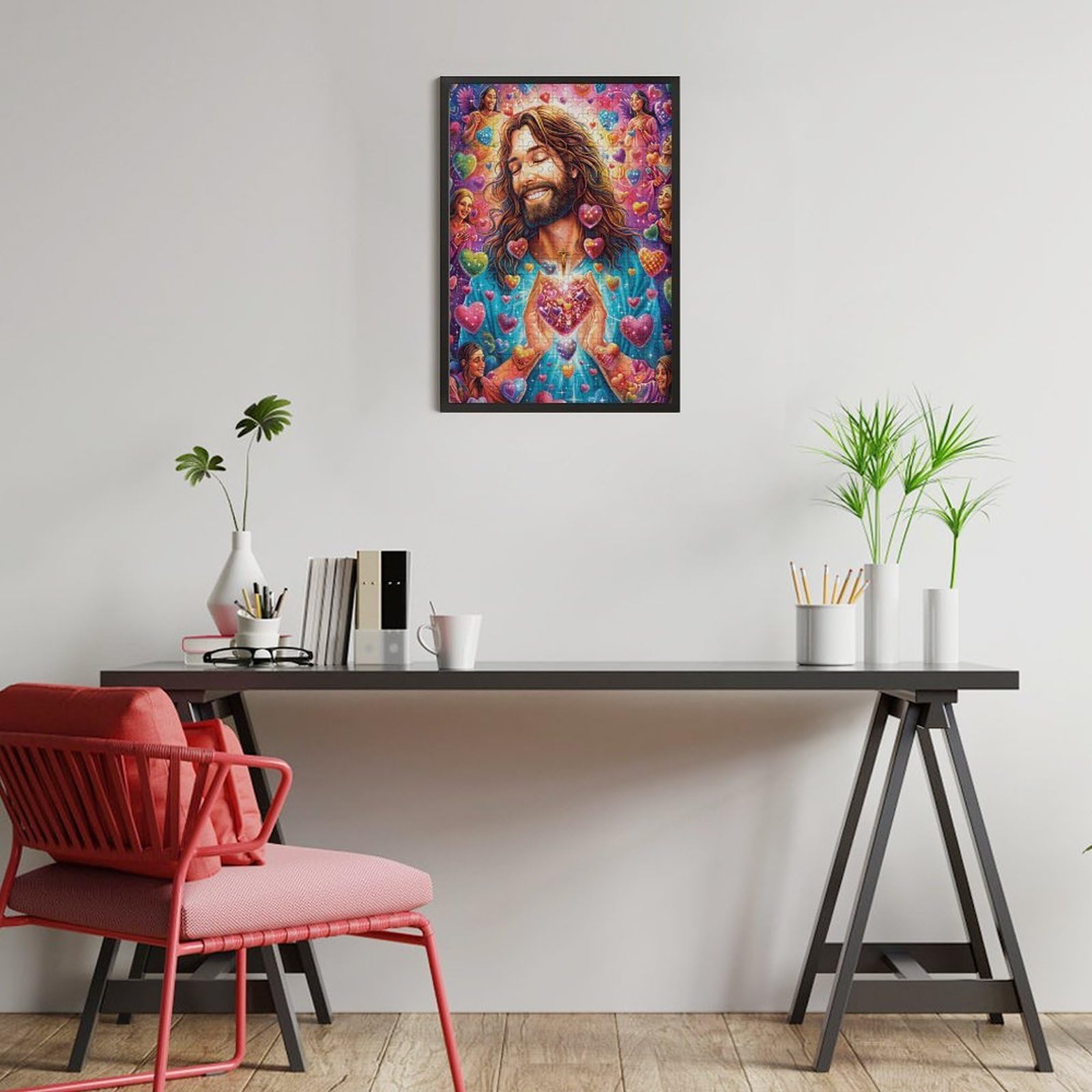 Jesus Sacred Heart 300 Piece Jigsaw Puzzle for All Ages Animals And Plants Jigsaw Thoughtful Family Activity Colourful Design Stylish Home Decor 300 PCS