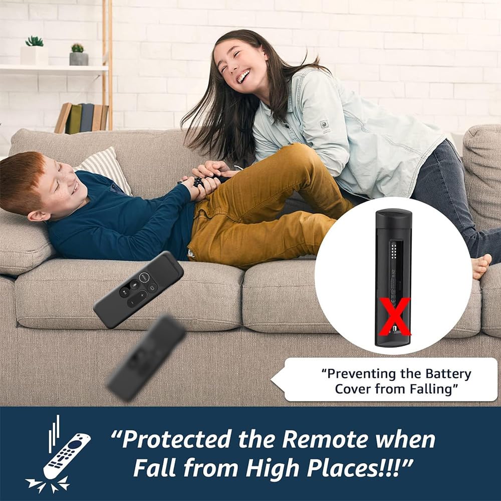 Silikonowe etui ochronne do Apple TV 4K 4. i 5. generacji Siri Remote etui na pilot zdalnego sterowania, etui na pilota zdalnego sterowania, antypoślizgowe etui ochronne (Black Not Glow)