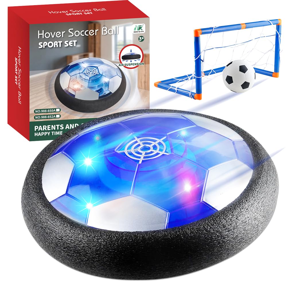 HATFRYF Air Power Hover Football Ball Set - Professional Floating Design, Soccer Companions, Compatible with Indoor Outdoor Games for Kids Ages 3-12, Includes 1 Air Soccer Ball + 2 Mesh Nets (Blue)