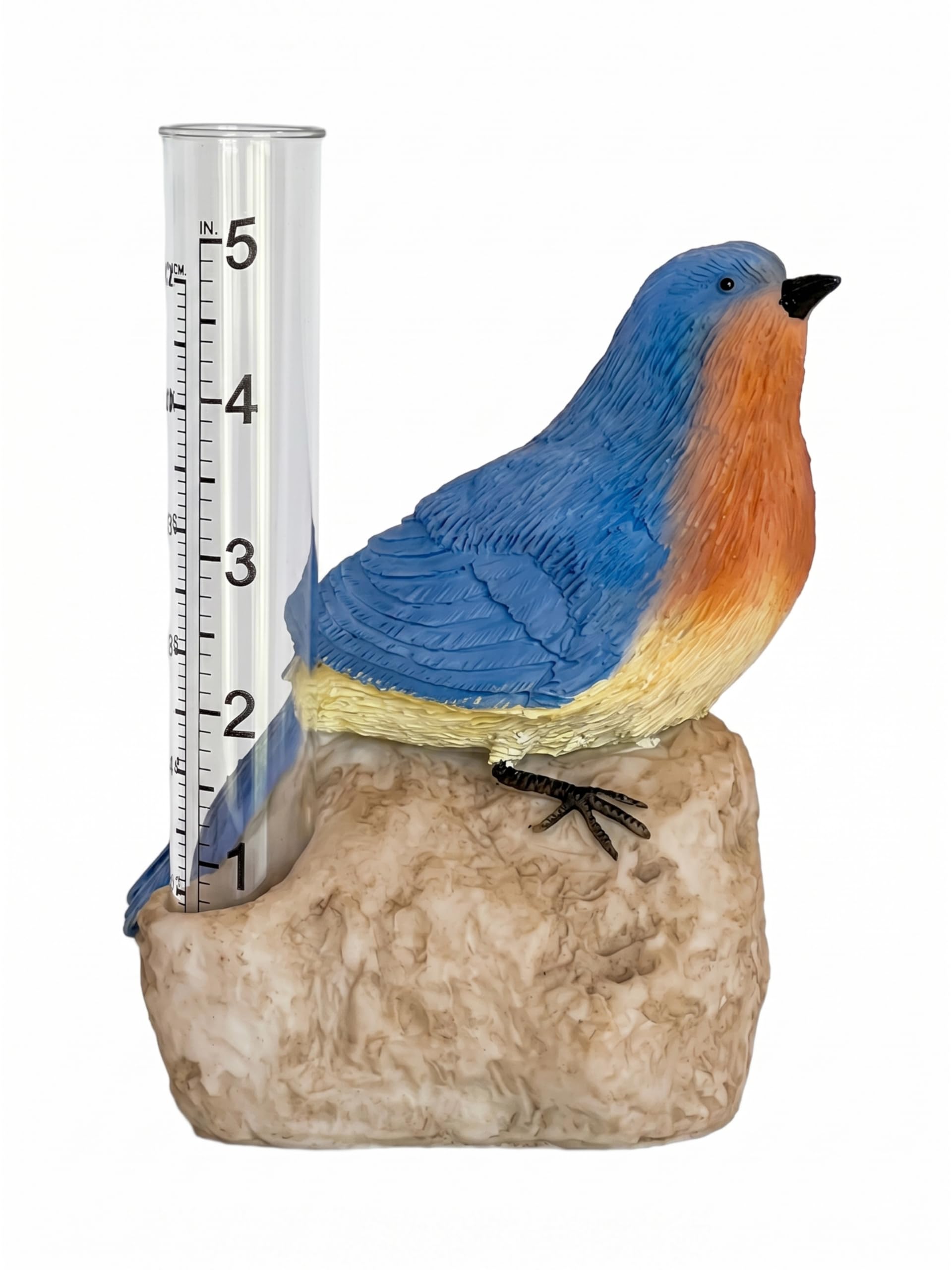 Gift Essentials Bluebird, pluviometro decorativo, in resina, per giardino, tubo di plastica, può contenere fino a 12,7 cm di acqua piovana