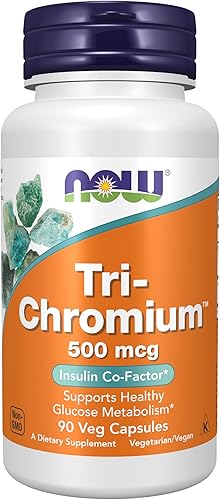 NOW Supplements, Tri-Chromium 500 mcg with Cinnamon, Insulin Co-Factor*, 90 Veg Capsules