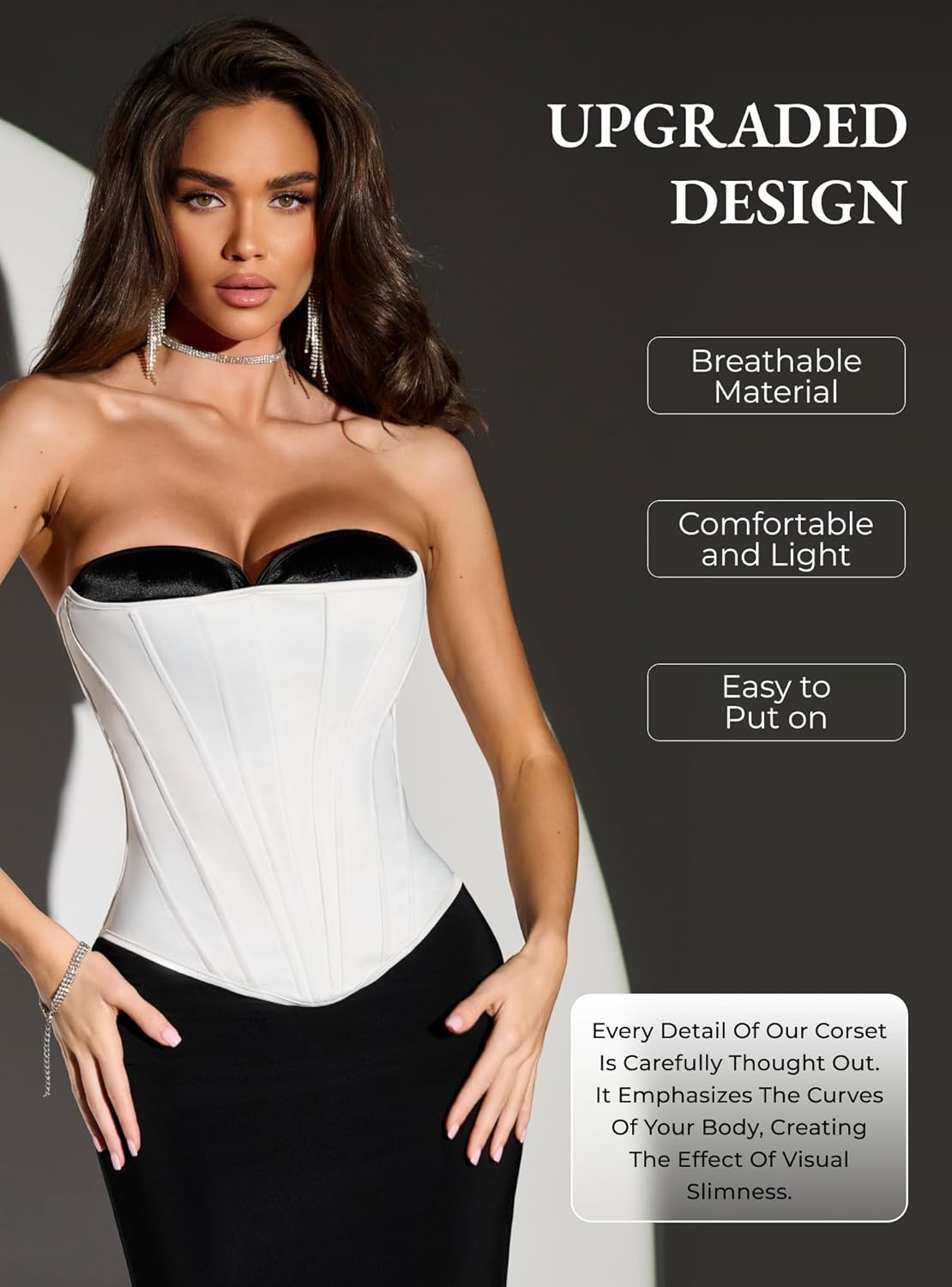 Overbust Corset Top for Women - 15 Steel Boned Lace Up Bustier Perfect Corset for Bridal Wedding or Cosplay - Image 4