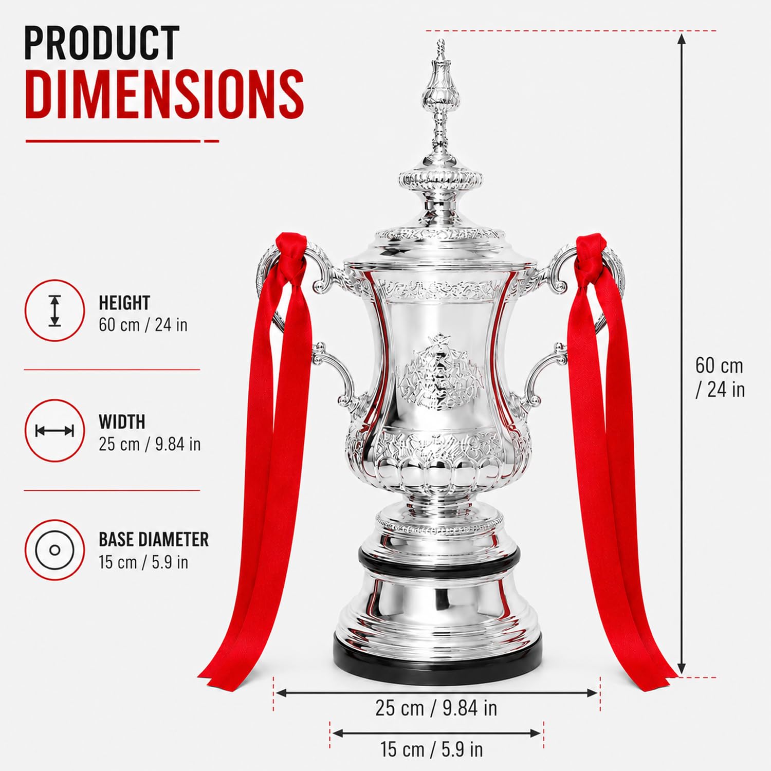 English FA Cup Meisterschale Trophäe Replik, Fußball Sieger Pokal | Volle Größe Silberharz Liga Champions Pokal, Fanartikel Geschenk, Sammler, Souvenir, Büro, Regal, Fanraum