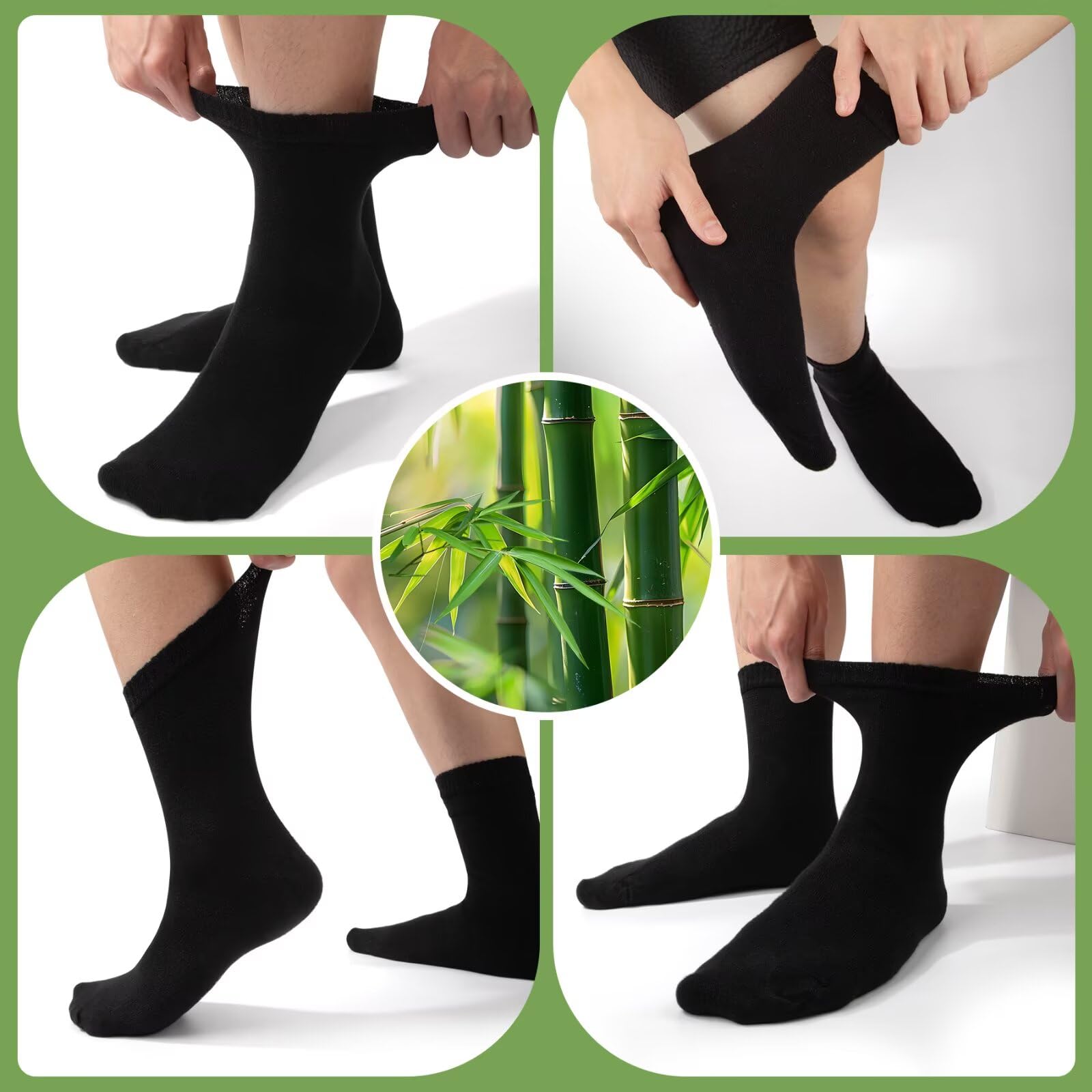 FALARY Calcetines Diabeticos Hombre Bambú 6 Pares Calcetines Hombre Mujer Sin Goma Súper Suave Transpirable y Cómod,