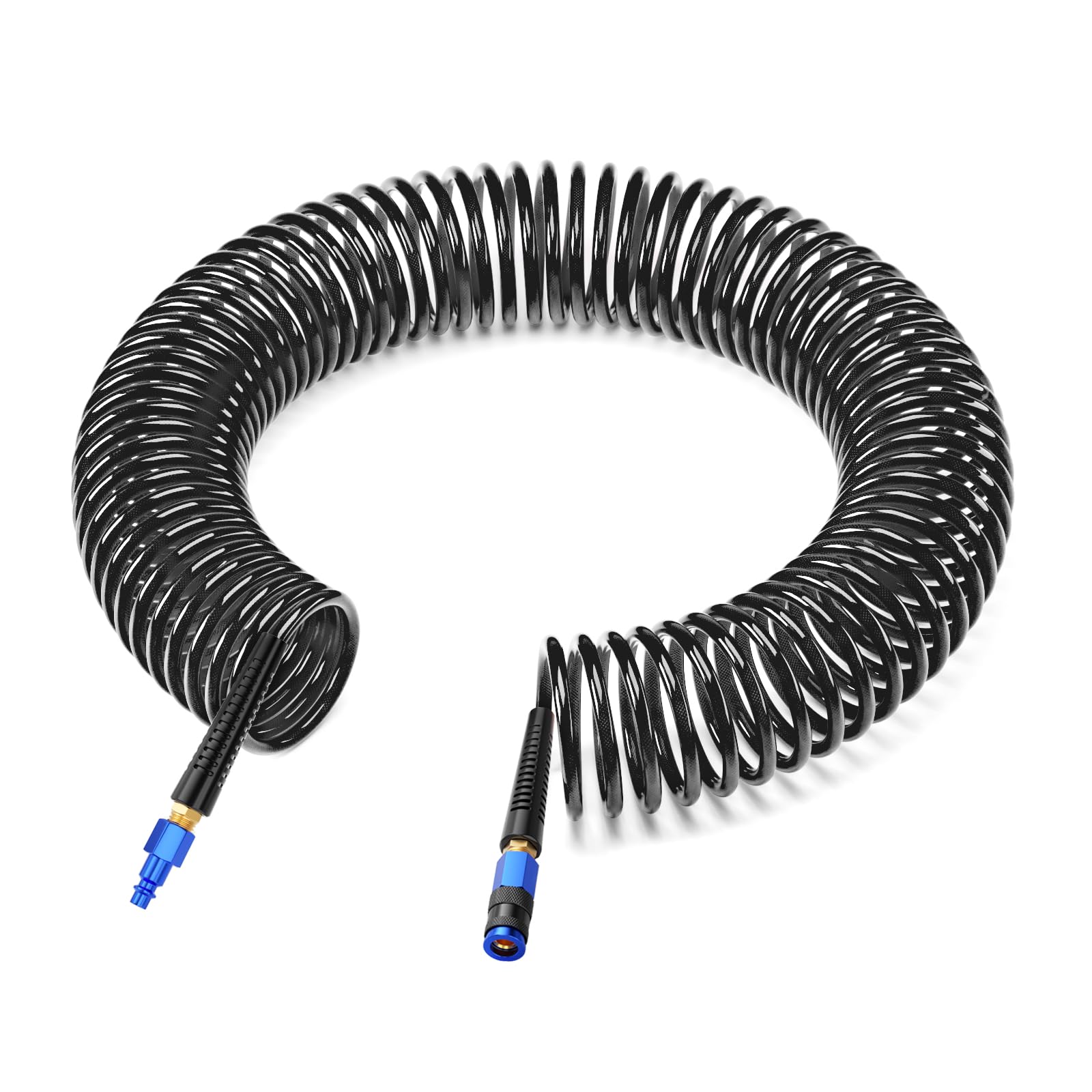 GASHER 1/4" 50FT PU Recoil Air Hose with AMT Universal Coupler Black