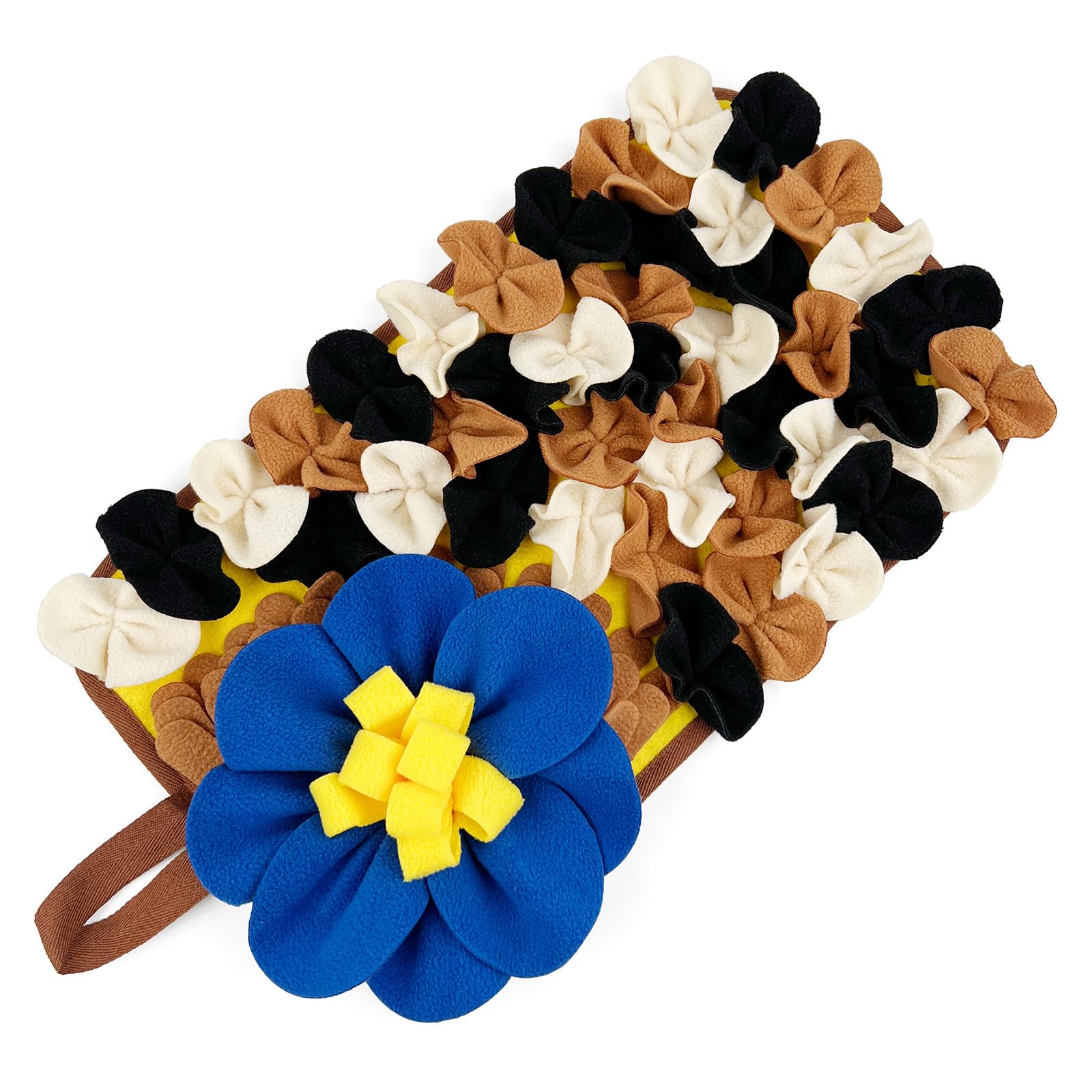 DAFORERAL Interactive Feeding Mat for Small Animals, Fun Flower-Shaped Cute Snuffle Mat for Rabbits, Guinea Pigs, Hedgehogs & Small Dogs, Stimulates Natural Foraging Instincts (Brown)