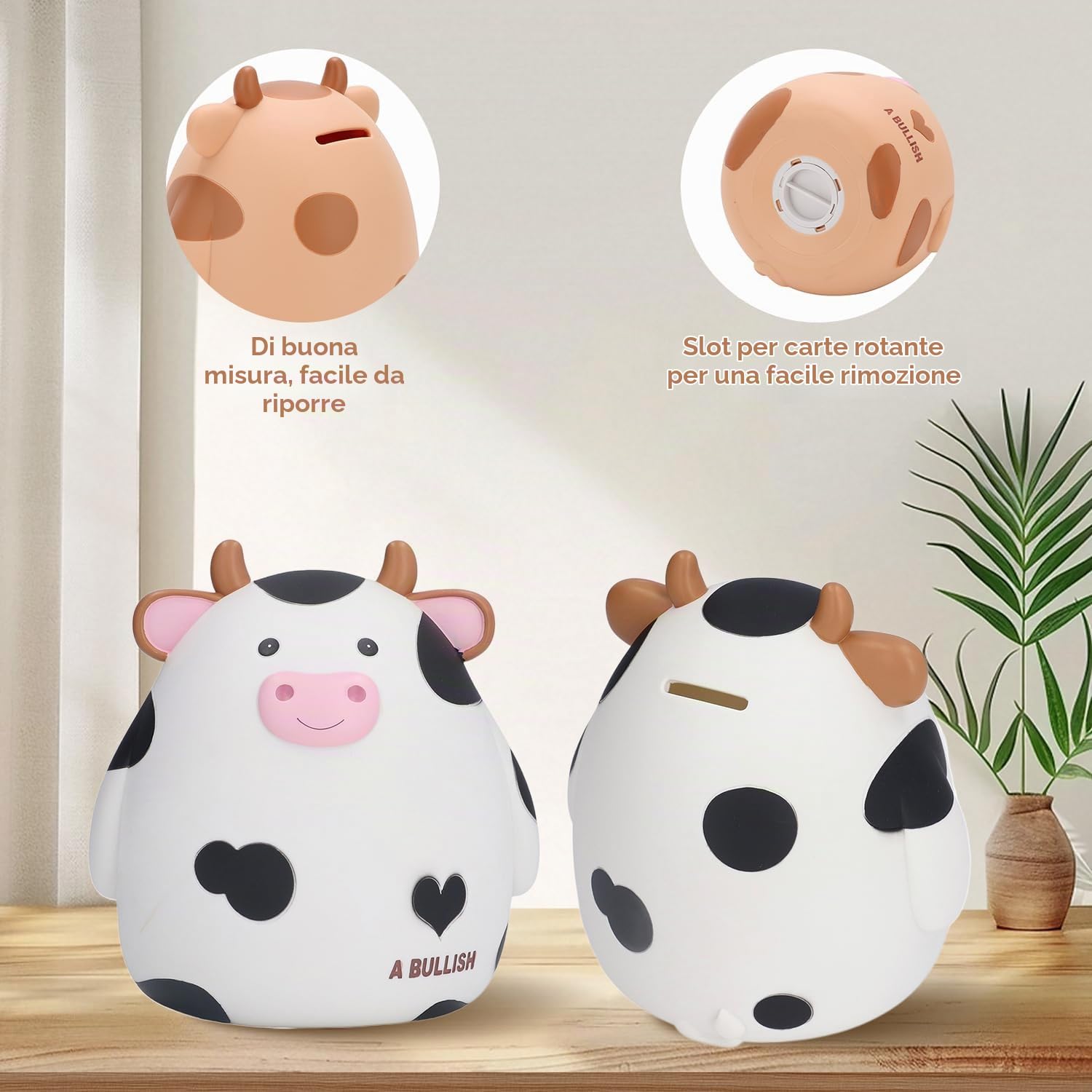 Simpatico Salvadanaio per Mucca, Scatola Portamonete a Forma di Animale Dei Cartoni Animati, Decorazioni per La Casa Dipinte a Mano, per Banco di Studio Familiare