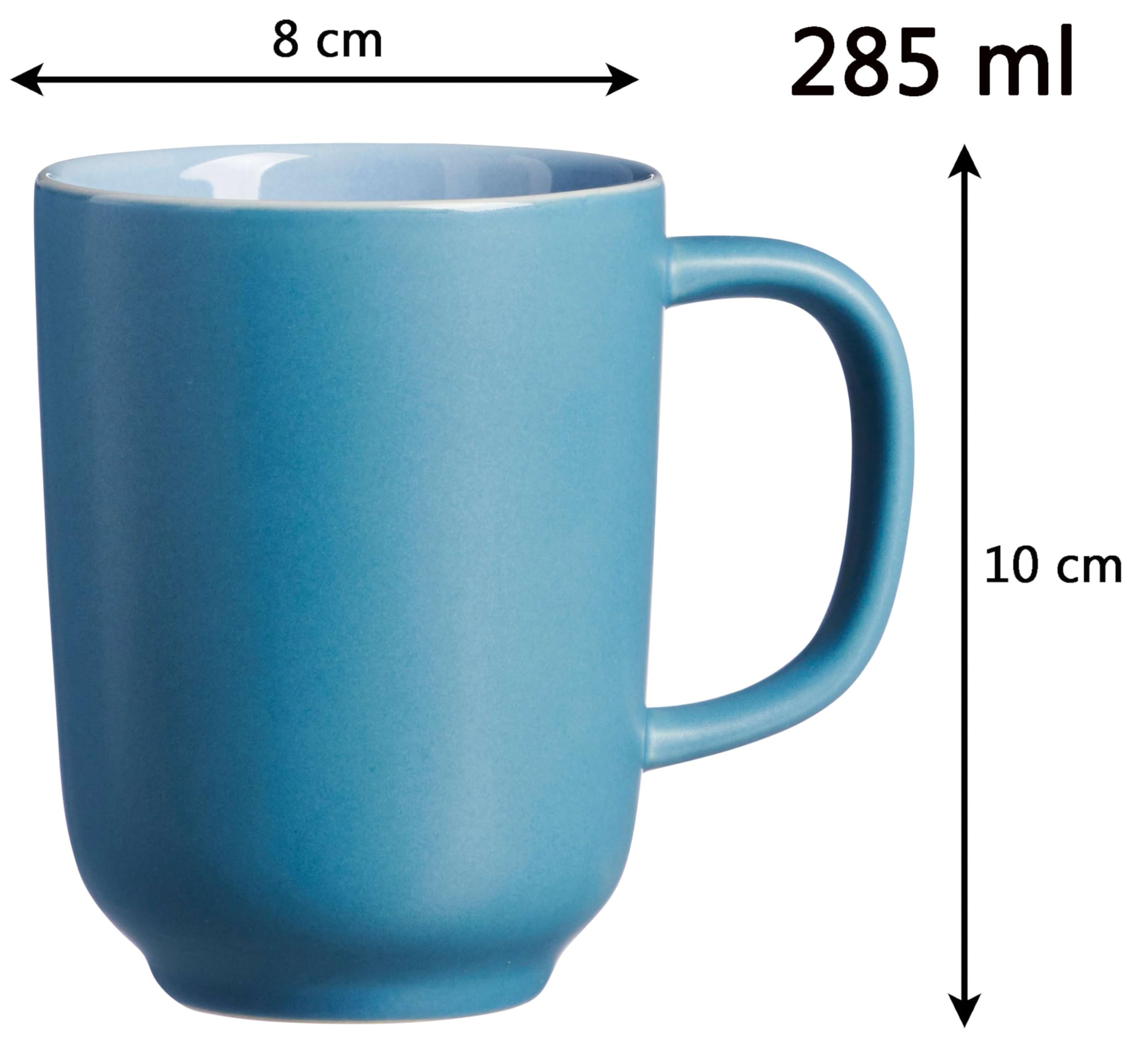 Ritzenhoff & Breker Set Di 4 Tazze Da Caffè Jasper, Grigio/Blu, 285 Ml, In Gres, Lavabili In Lavastoviglie