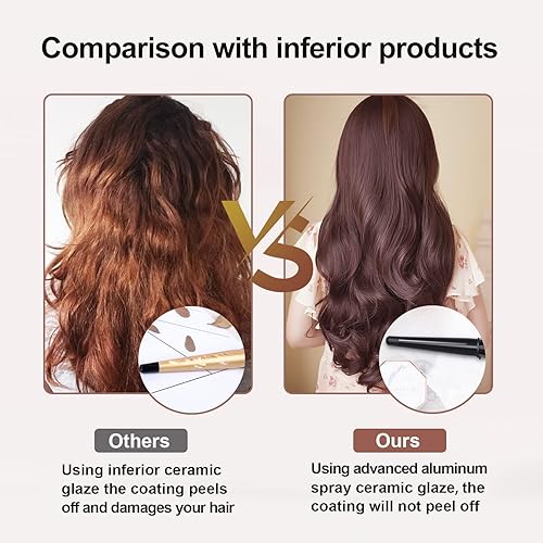 Miniatura 3 de LURA Varita rizadora de cerámica con revestimiento de turmalina, rizador de pelo de barril de 34-1 14 pulgadas con 2 ajustes de calor (320410 ),