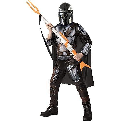 Star Wars The Mandalorian Kids Halloween Costume MEDIUM (8/10) Jumpsuit/Cape/Mask/Holographic Detail