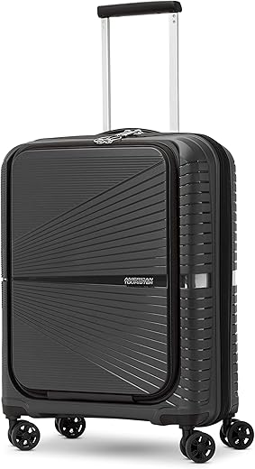 American Tourister Acrylonitrile Butadiene Styrene Airconic Hardside Expandable Carry-On Luggage With Spinner Wheels, Graphite, Carry-On 21 Inch, H-58.4 Centimeters