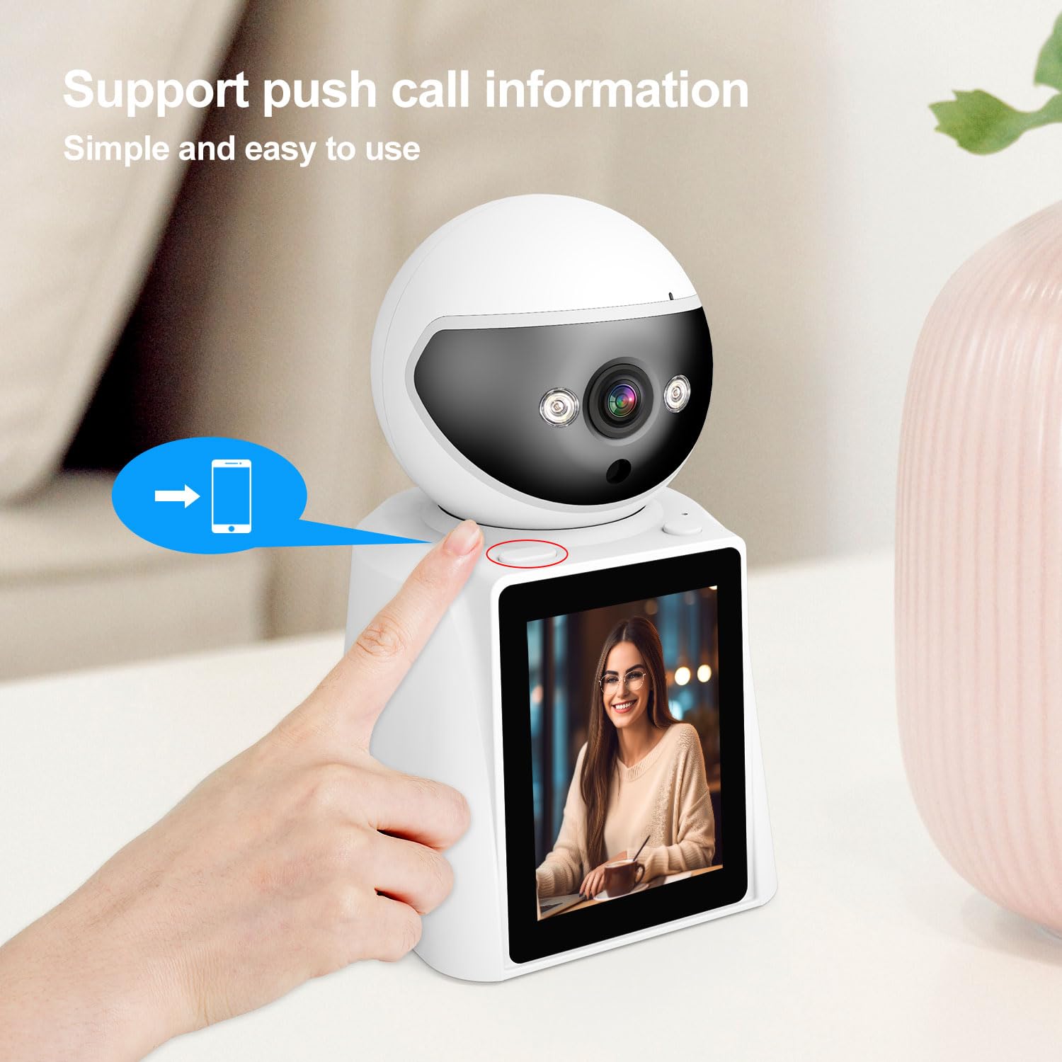 SRIHOME PTZ Surveillance Camera, 1080P FHD, con schermo da 2,8 pollici, videochiamate bidirezionali e chiamate vocaliRilevamento umanoide, Night Vision, monitoraggio remoto, uso interno
