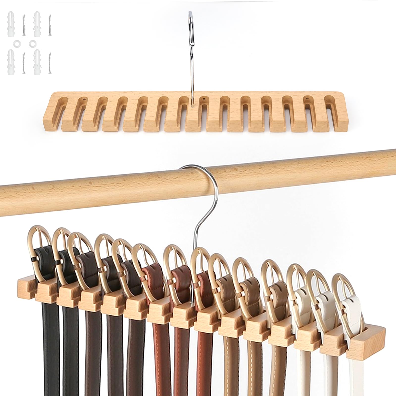 Raxfekro Grtelhalter Holz, Grtel Aufbewahrung mit 14 Schlitzen,  Grtelaufhnger Schrank Geeignet fr Grtel und Krawatten, Spart Platz im  Kleiderschrank(38 * 6 * 1.8cm) : Amazon.de: Kche, Haushalt & Wohnen