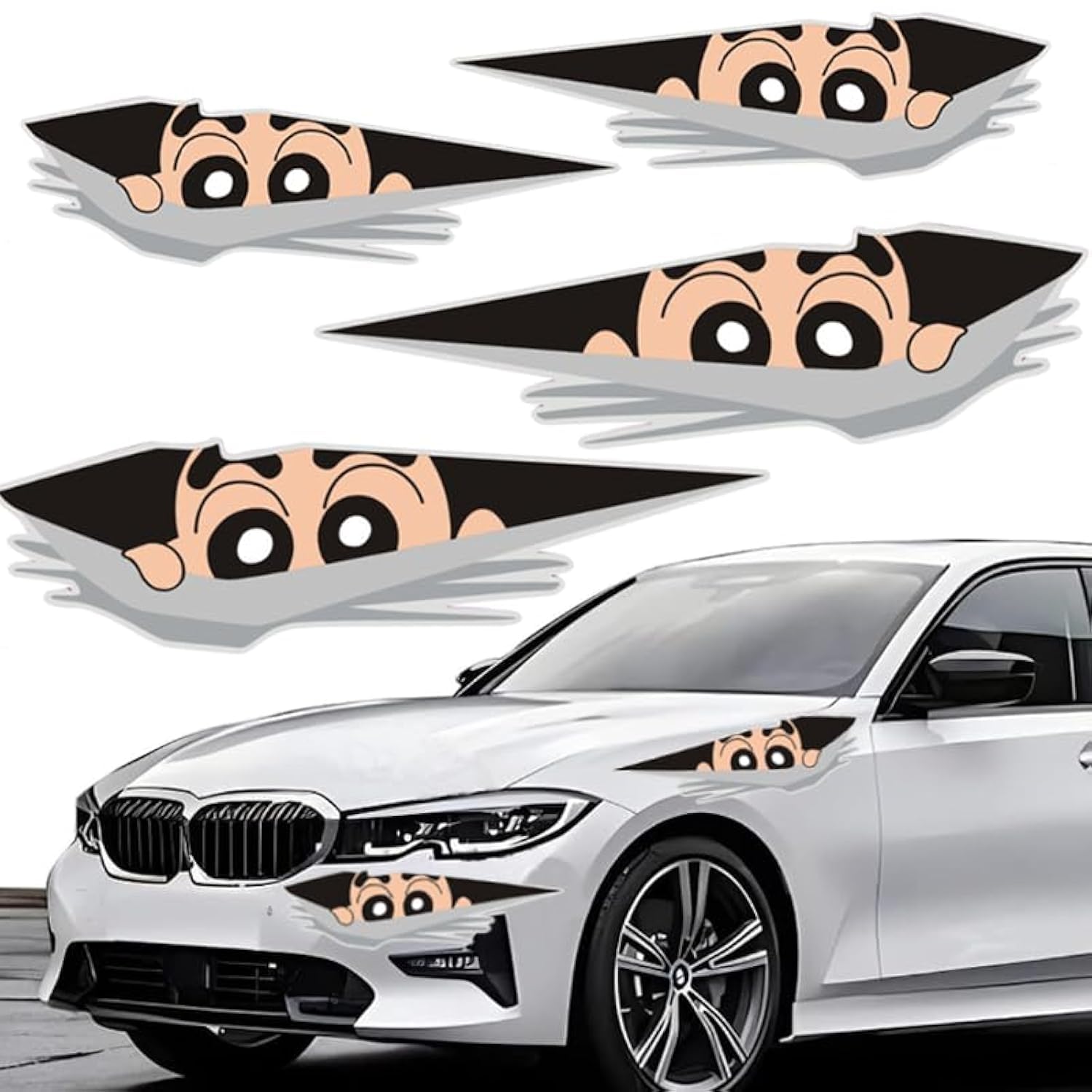 Autocollants Voiture Tuning 2 En 1 - 2 Rouleaux De Bandes (2 Mm Et 5 Mm) + 2 Décalcomanies - Vinyle Haute Qualité, Blanc - Pour Décoration Extérieure Voiture, SUV, Quad - 10
