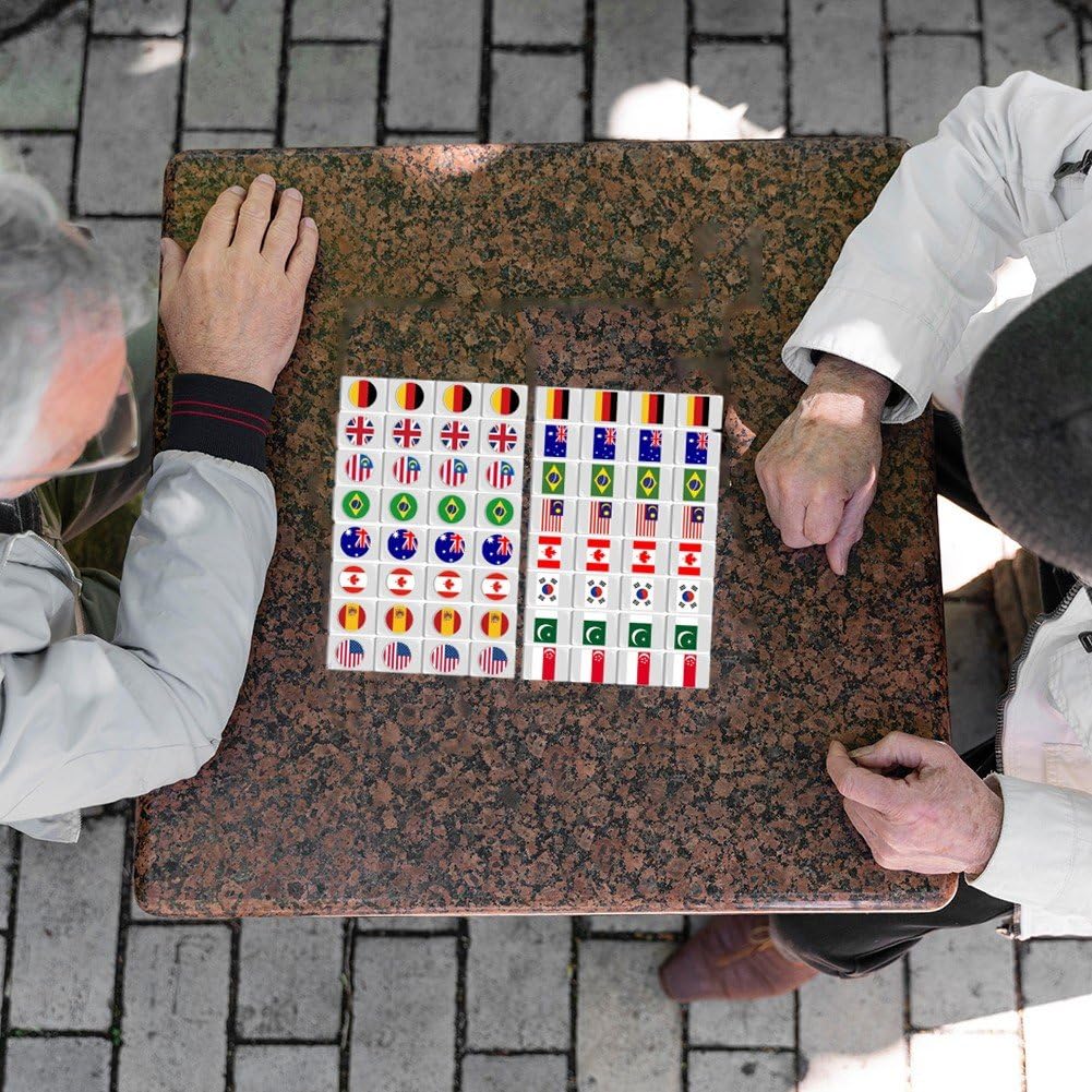 64 Fliesen, Brettspiele, Flaggenmuster, Mahjong-Spiel, Mahjong-Fliesen-Set, Familien-partyzubehör Für Zuhause, Festival, Party