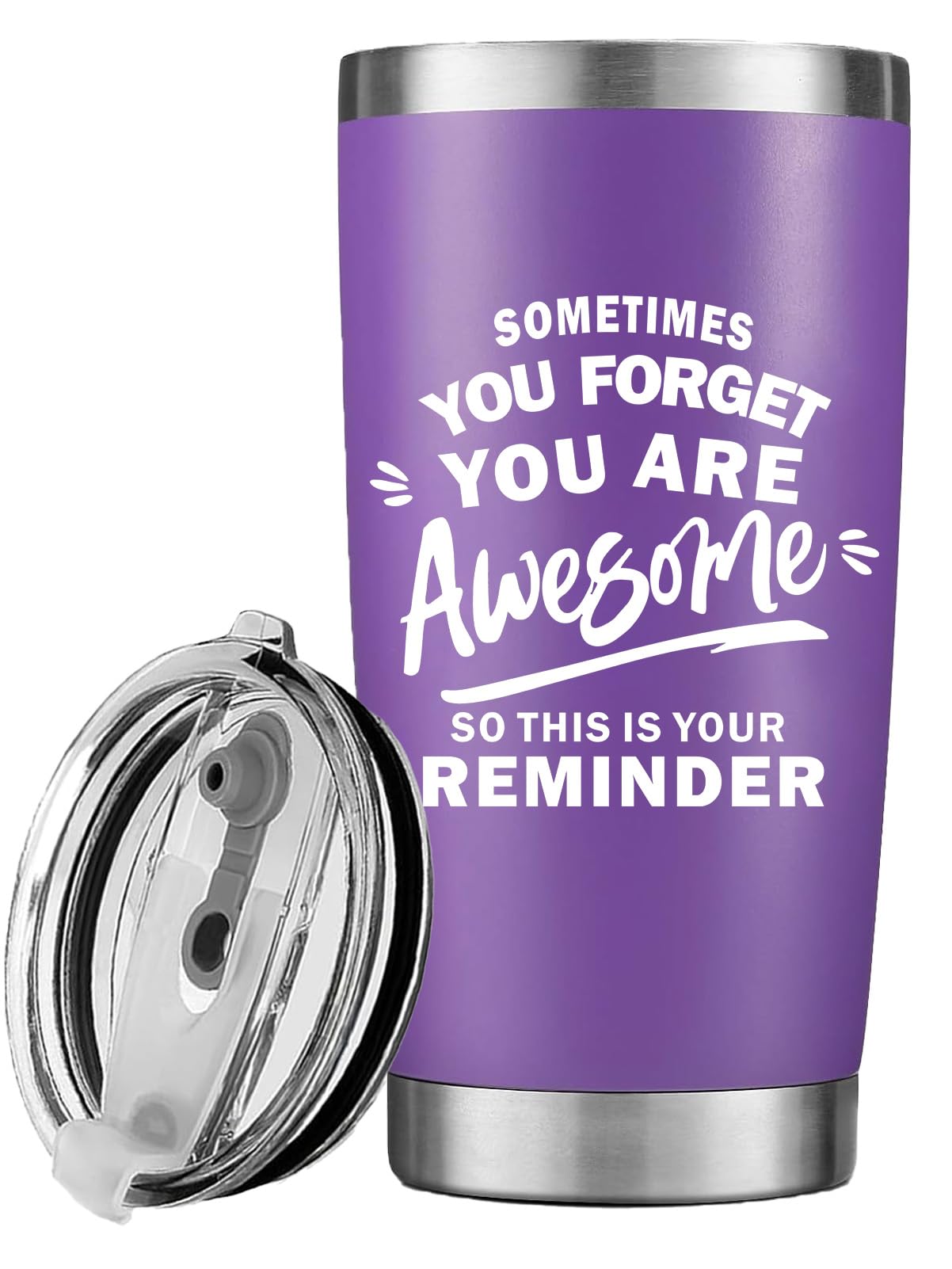 Sometimes You Forget You're Awesome Tumbler - 22oz Insulated Purple Cup With 2 Lids & Straw, Perfect Inspirational Gift For Women