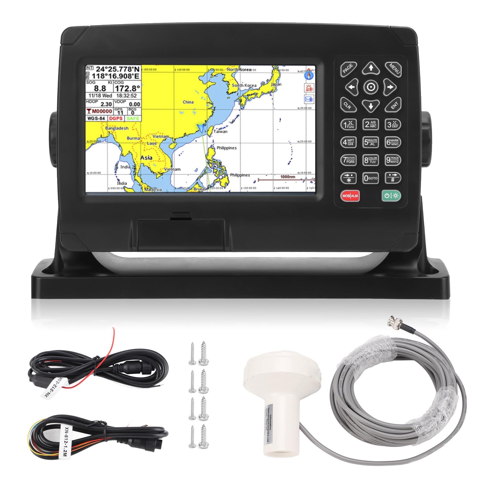 Klatata GPS Chart Plotter Transponder di navigatore satellitare con antenna GNSS a doppia mappa IPX6 per barca marina