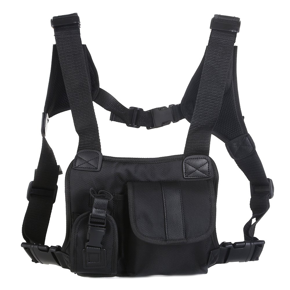 Universal Hands Free Chest Pocket Harness Bag Holster Holder Vest Rig for Two Way Radio (Rescue Essentials)