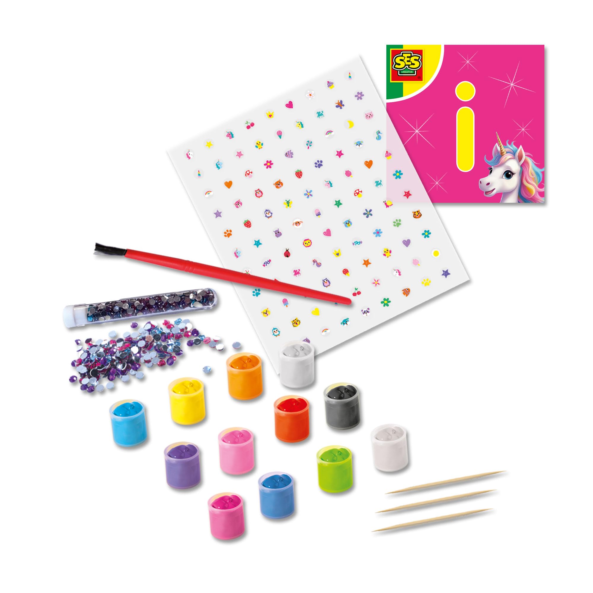 SES Creative 14729 Unicorn Nail Designer Kit from 6 Years + Includes Nail Polish and Decorative Stones – Perfect for Nail Creations