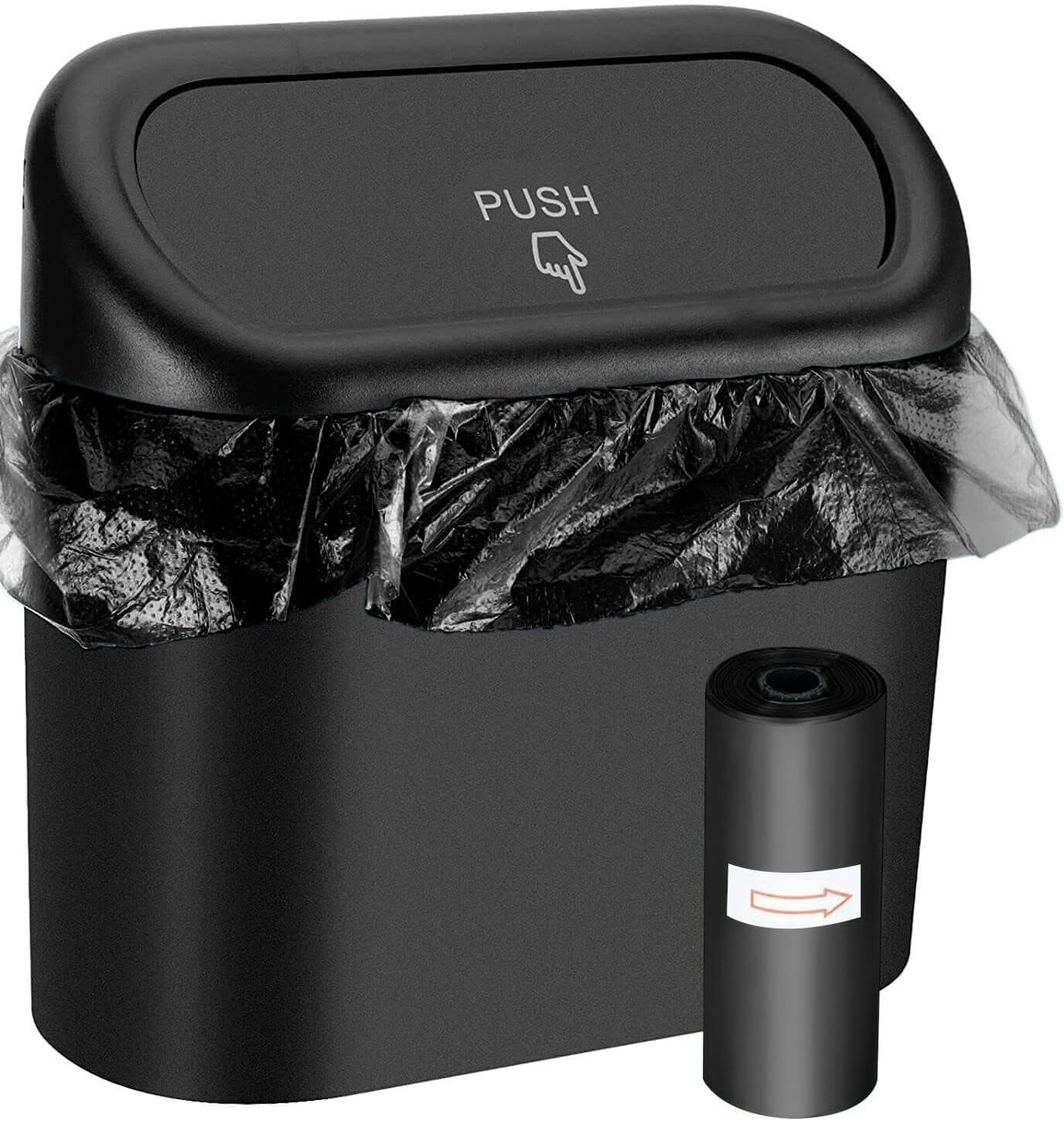 RECLUSE Car Trash Can with Lid and Bags,Mini Vehicle Trash Can, Waterproof Mini Car Trash Bag Dustbin Garbage Organizer, Portable Small Garbage Can Bin Trash Container for Cars, Home, Office