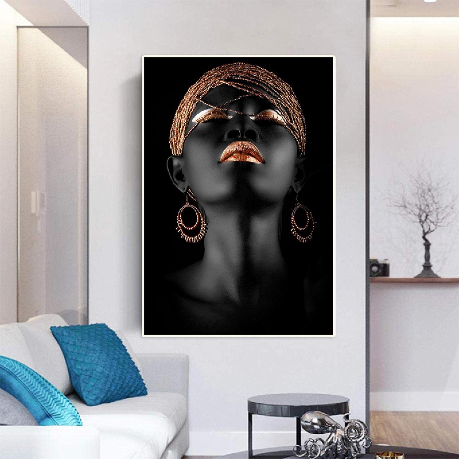 Tableau Toile 50x70cm – Portrait Femme Afro-Américaine – Art Mural ARTTOR – Neuf