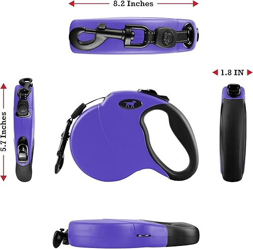 Miniatura 6 de Tuff Pupper Correa retráctil resistente para perro, correa de perro de 16 pies con costuras reflectantes para seguridad nocturna, bloqueo y