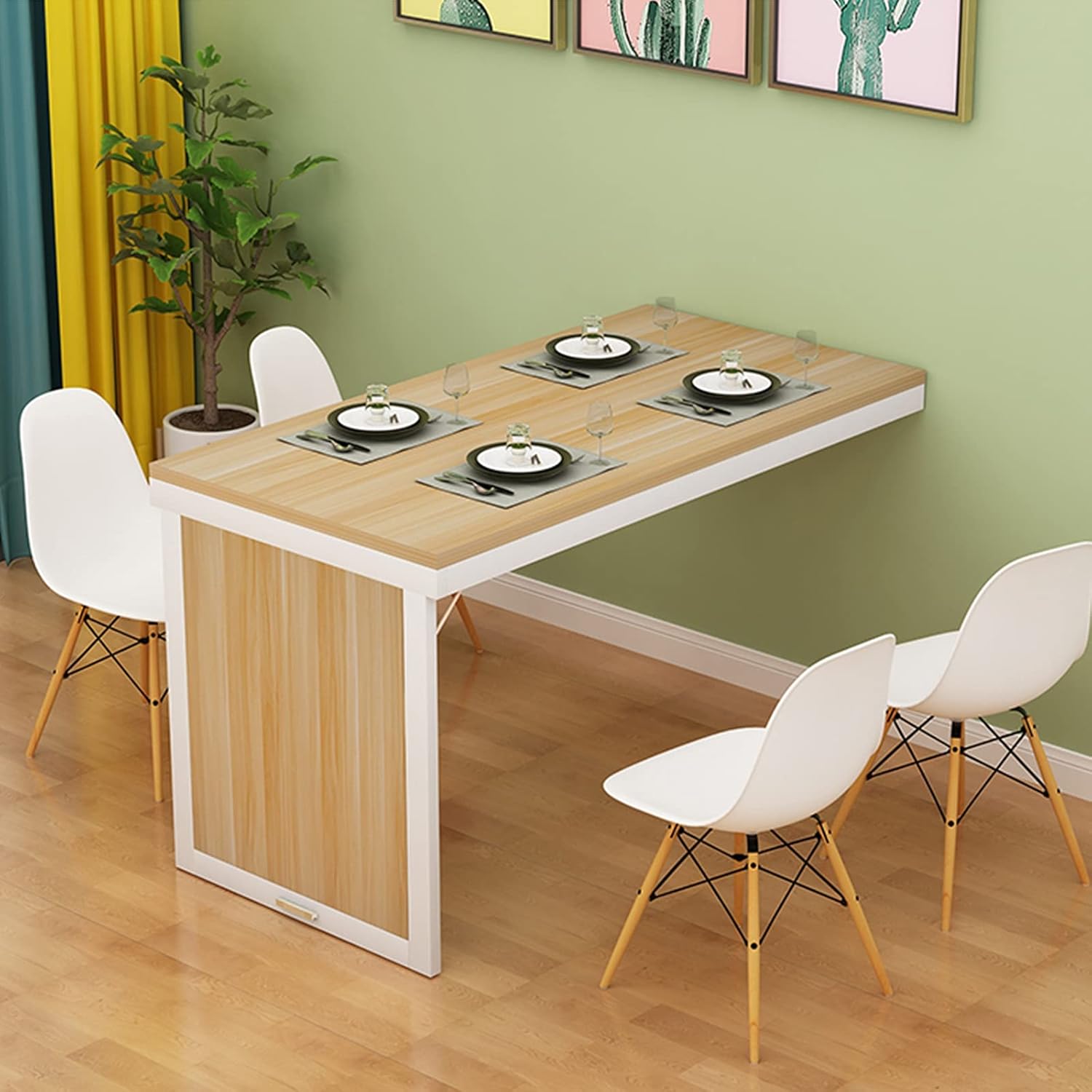 テーブル 壁掛け式折りたたみテーブル キッチン木製ダイニング 多機能 ステンレススチールブラケットダブルサポ 見えない壁のテーブル 80 60 75cm 営業 Walnut