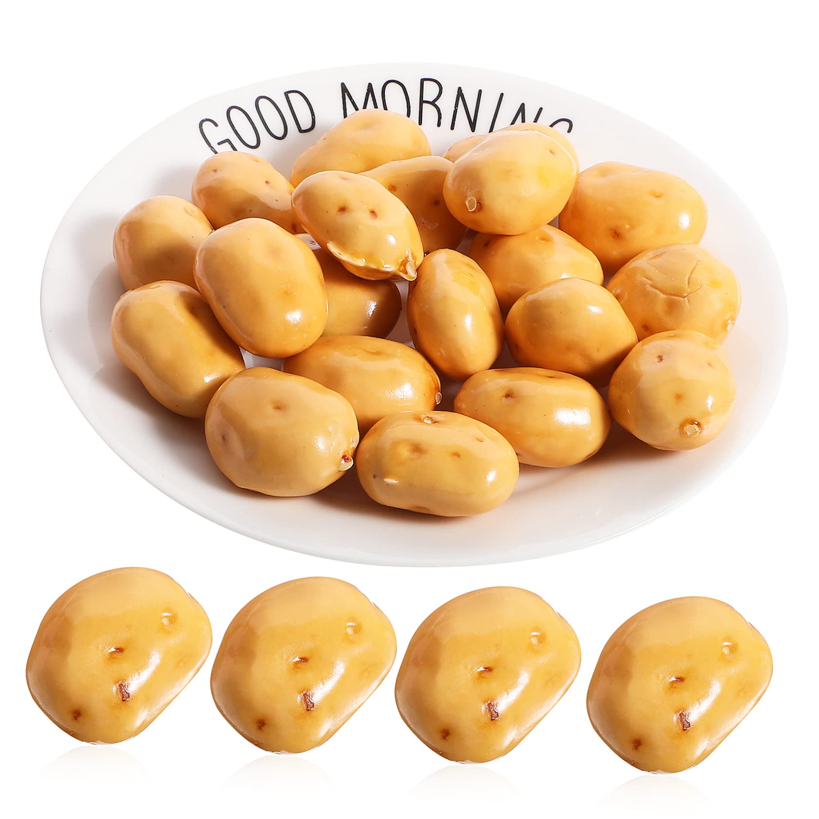 Vaguelly Artificial Potatoes 20 Pieces Mini Artificial Vegetables Realistic Looking Fake Food Toy for Kitchen Decoration Home Display Party and Photography Prop