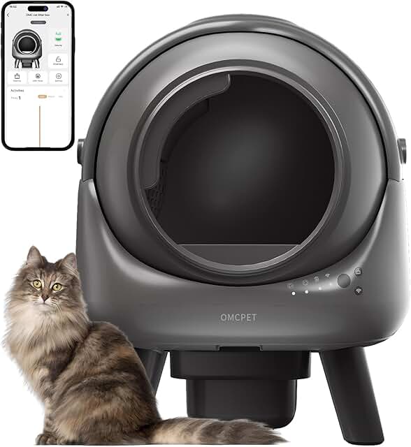 Self-Cleaning Cat Litter Tray for Multiple Cats, Automatic Cat Litter Tray with App Control, Self-Cleaning Robot with Multi-Cat Compatibility and Health Monitoring, Includes 1 Bin Bag product image