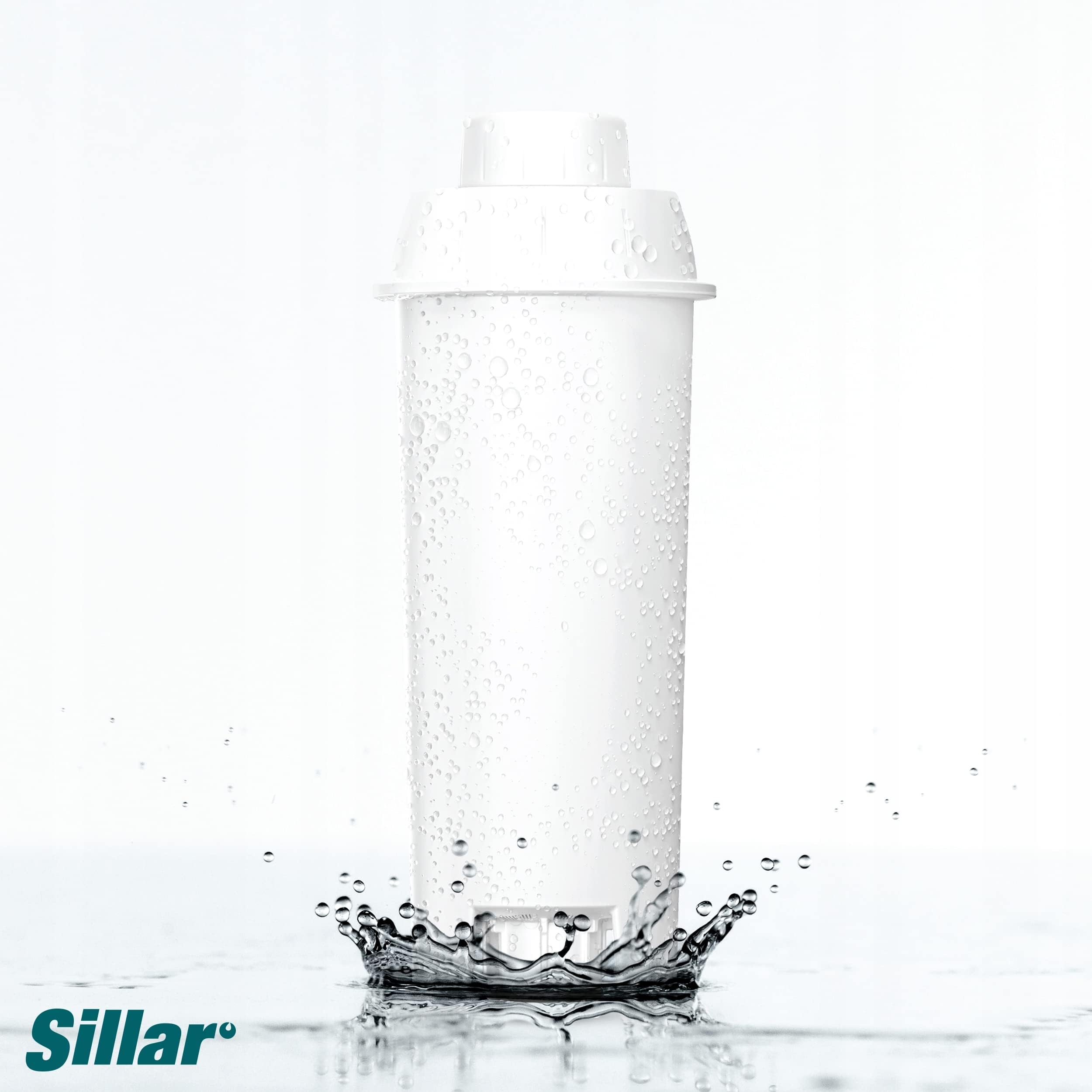 Sillar Set da 8x Filtro Acqua per Macchine da Caffè Delonghi DLSC002, SER3017 & 5513292811 - Compatibile con le Serie ECAM, ESAM, ETAM | Adatto a Dinamica, PimaDonna | Cartucce a Carbone Attivo