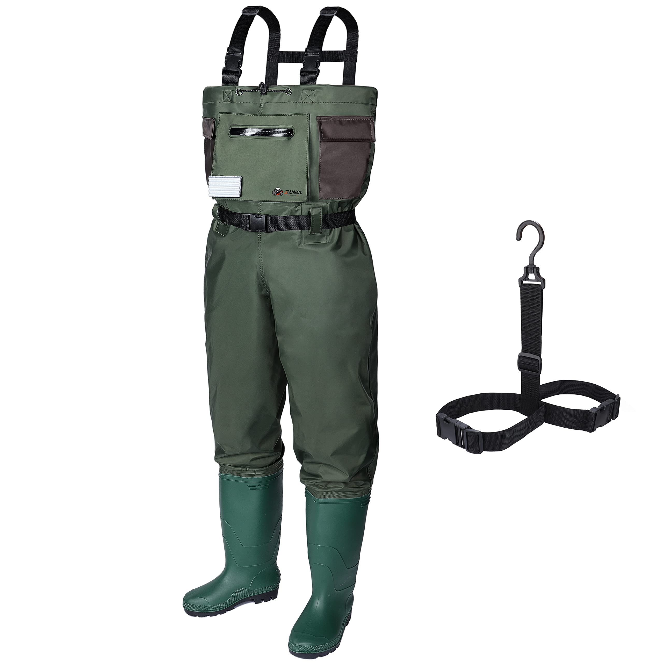 Photo 1 of **USED** RUNCL Chest Waders with Boots Fishing Waders Waist-High Waders - Updated 400D Nylon Outer Seamless Breathable Tech Green(Upgraded 400D Material) M5/W7